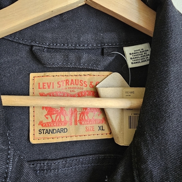 Custom Christmas Levi's Black Denim Jacket with Colorful Hand Drawn Images - Picture 6 of 8